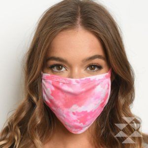 Pink Cotton Tie Dye Cloud Design Face Mask